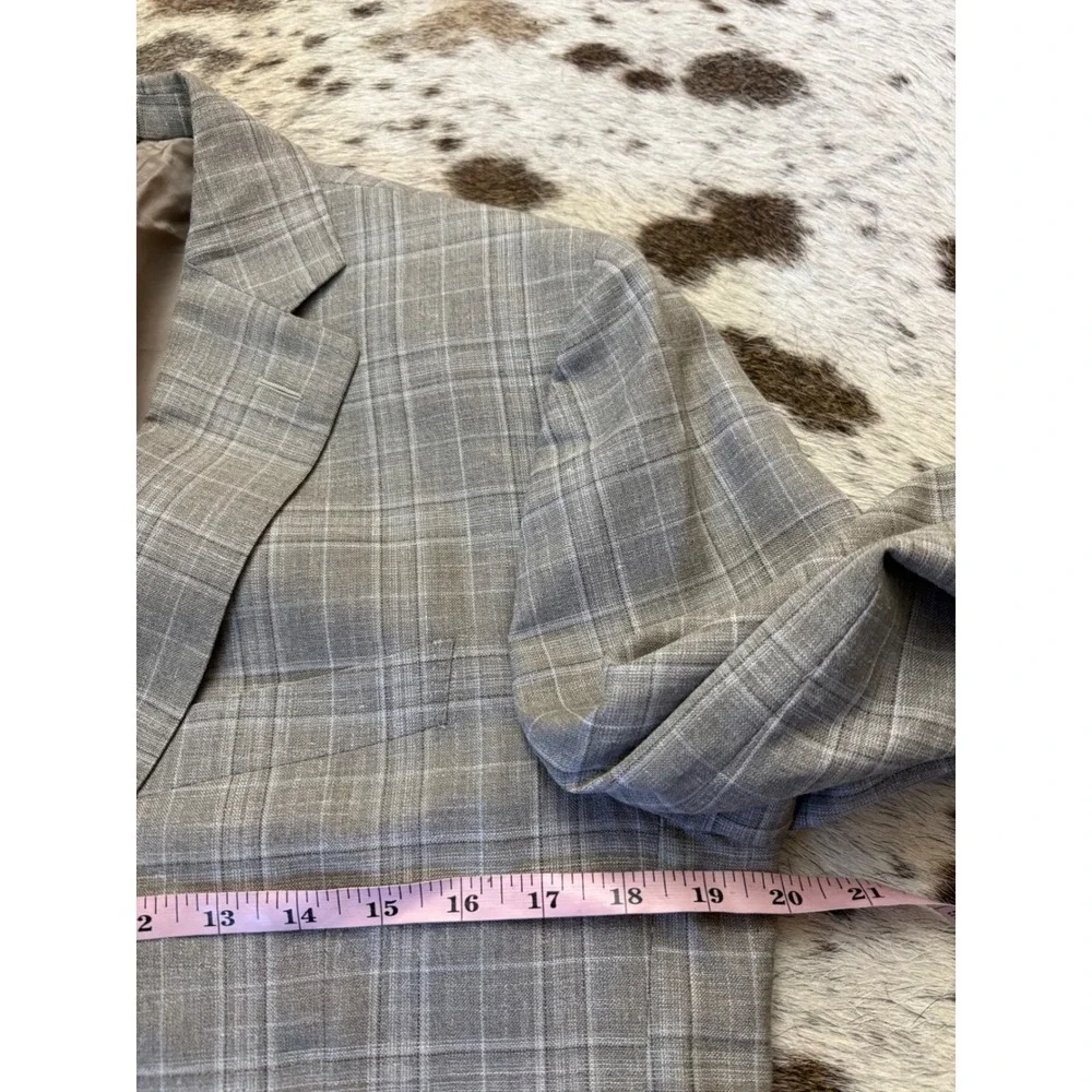 Canali Travel Plaid Blazer Mens Size 48 Wool Silk Linen Blend Sport Italy